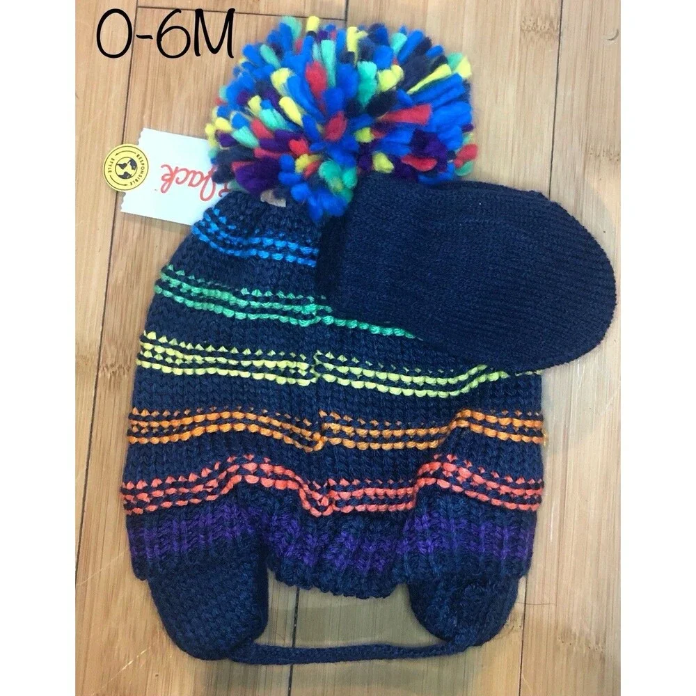 Cat & Jack Toddler's Beanie/Hat and Mitten Set- Size: 0-6 Months
